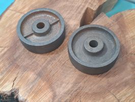 2 antike «NOS» Räder, Ø 7cm, Gusseisen (4135#AEW0)