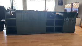 LEMA Sideboard Selecta, Matt Lack, 3 Türblätter, grün