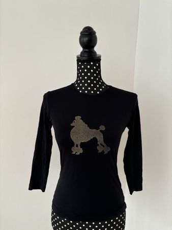 Vintage y2k Shirt Gr. S schwarz Pudel Gold
