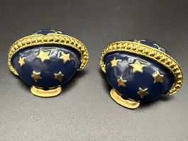 Vintage Ohrringe blau Sterne vergoldet Clip on