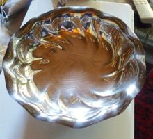 Chromstahlschale mit Holzfüssen %