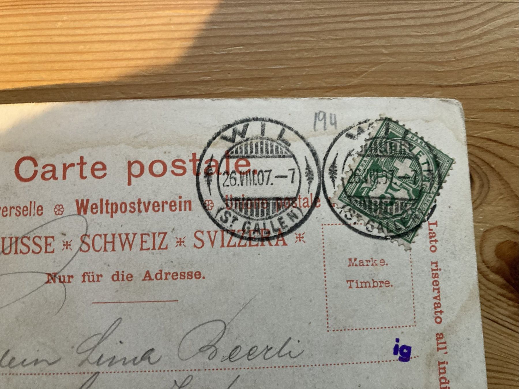 Cartoline postali: Wetterhorn - AK 1907 – Usato da Oberuzwil venduto da Henri09 1