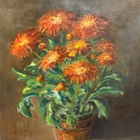 35.5x45.5/ '51 Huggler / Ölgemälde Blumenstillleben