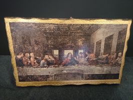 Wandbild mit Goldrand, Vintage Stil, Das letzte Abendmahl