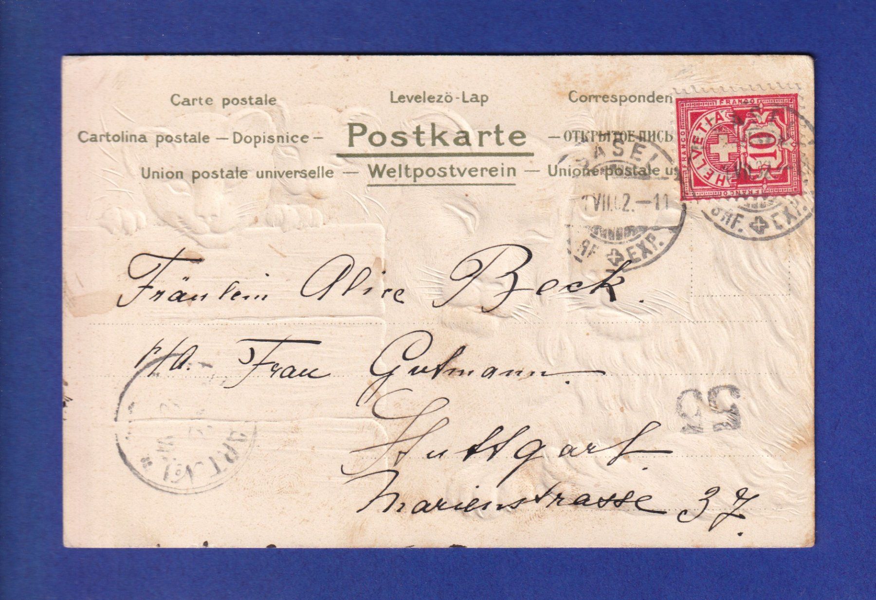Cartoline postali: LIONS - Carrte gauffrée – Usato da Pully venduto da nicecards-shop 1