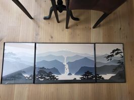 3-fach Bild/Poster Siebdruck Alurahmen Keith Mallett