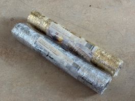 2 Rollen Deko-Vlies Gold und Silber neu