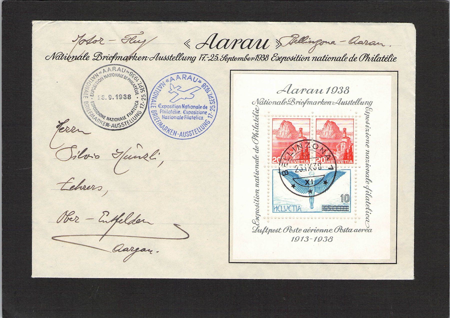 Alle Briefmarken: SF 38.3 b Block Nr.11 , 23.lX.1938 – Gebraucht aus Reichenburg von Pipo-67