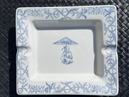 Cendrier porcelaine blanc bleu Oriental Ivory style asiatiqu