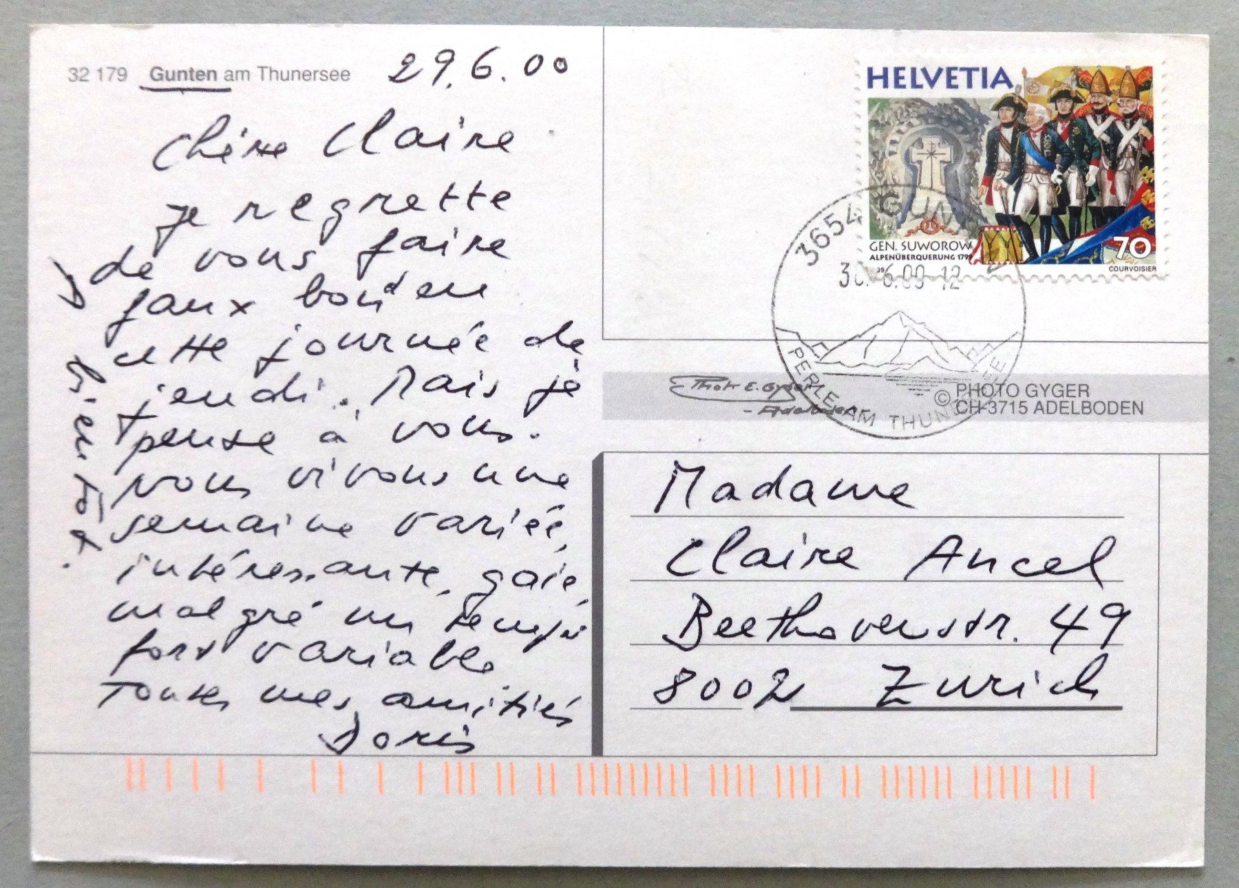 Cartes postales: Gunten am Thunersee – D'occasion à Fétigny par Billy2miny 1