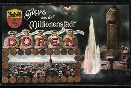 Grusskarten-AK Düren, Ortsansicht aus d