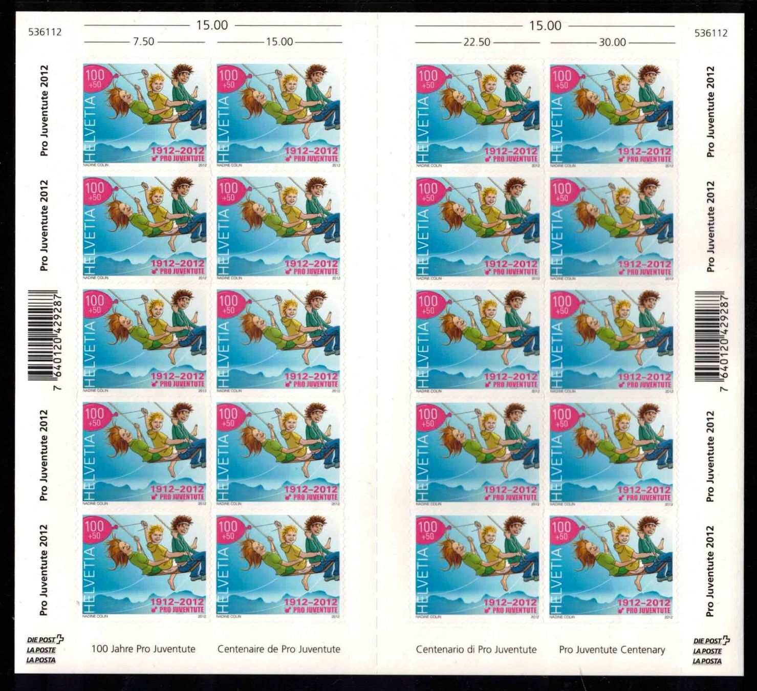 Tutti i francobolli: 2012, Pro Juventute Zwischensteg Bogen S107 ** – Nuovo (secondo la descrizione) da Nuglar venduto da Stamp88