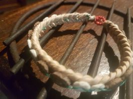 US Indianer MAN Lederarmband mit Stoff & Keramik, Peru
