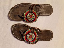 Afrikanische Ledersandalen, handgefertigt (Kamerun),  38/39