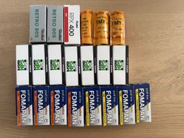 Fotofilm-Paket: Ilford HP5+, Fomapan, Rollei, Kodak
