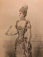 druckgrafik Damenmode-Illustration, um 1900, Nr. 1557