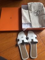Sandales Oran  Hermès H. cuir blanc, taille 38