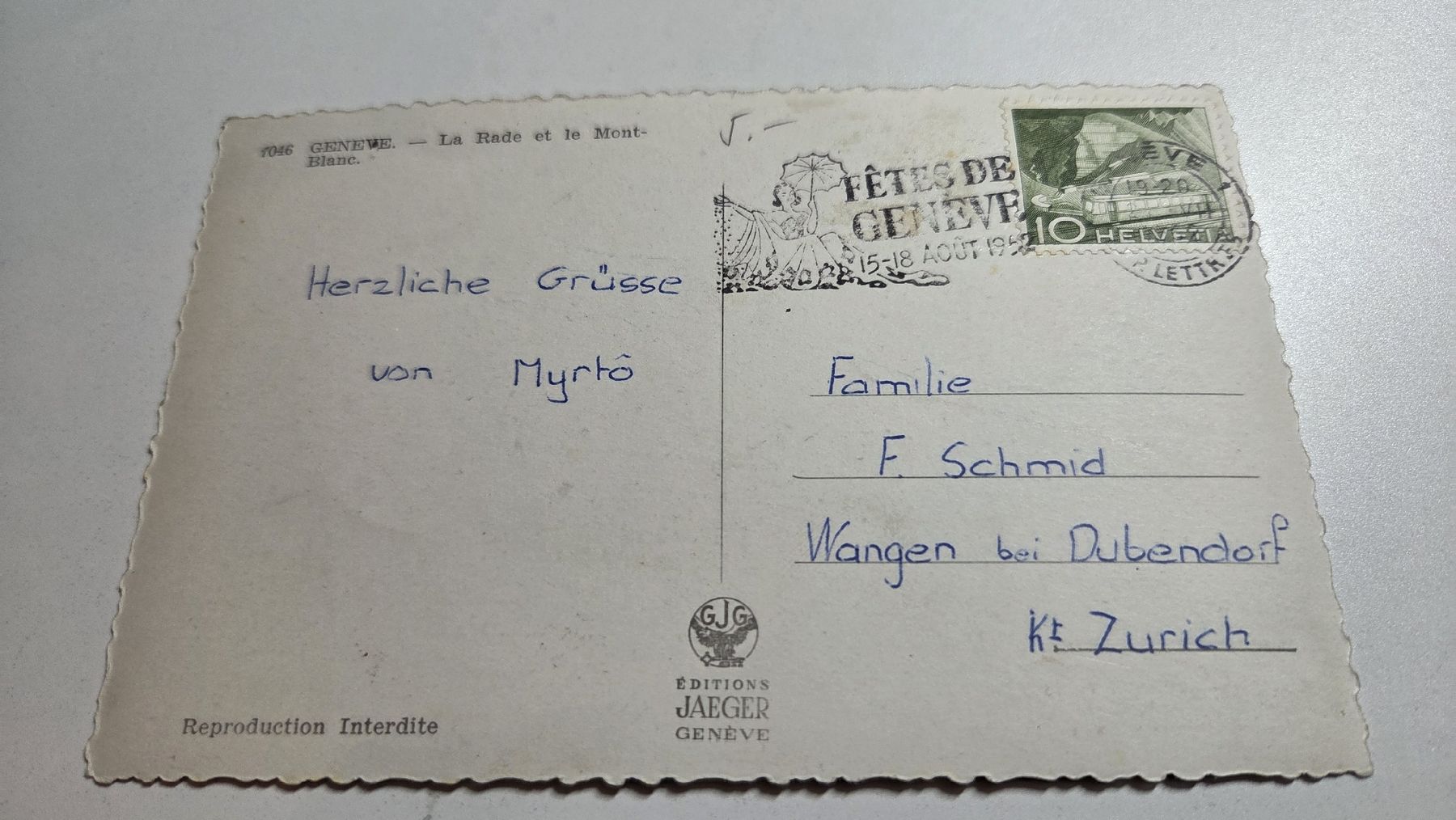 Cartes postales: Ansichtskarte Flugzeug über Genf – D'occasion à Arni AG par Moth68 1