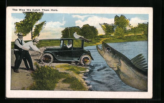 Cartoline postali: Elk Rapids, The way we catch them here,  – Usato da Berlin venduto da bartko-reher