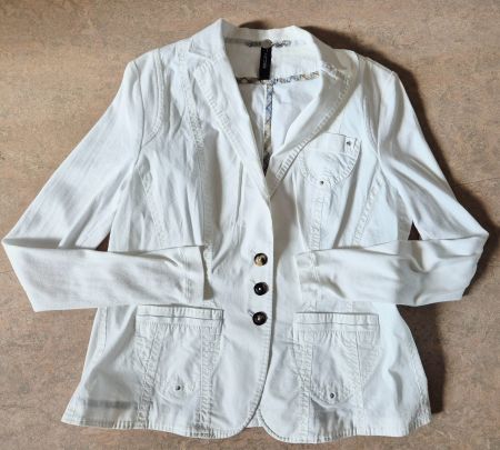 JACKE BLAZER MARC CAIN 40 L WEISS, TOP ZU BLUSE TUNIKA SHIRT