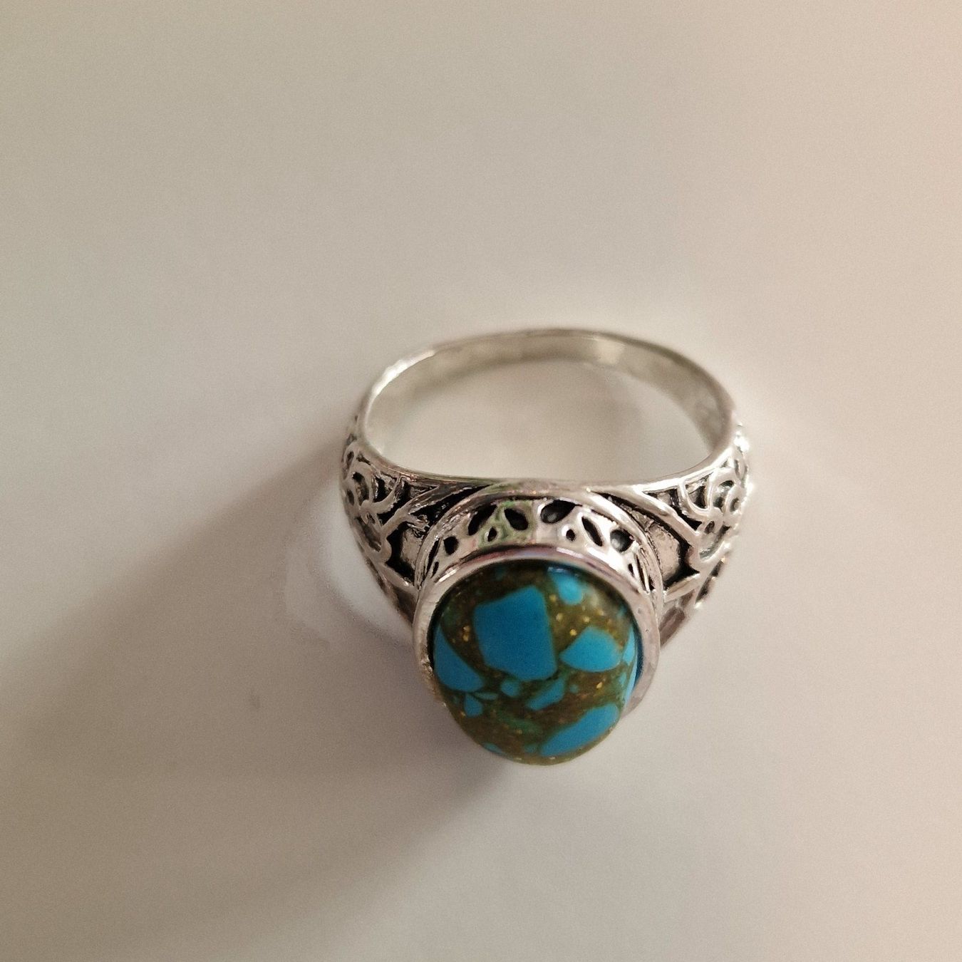 Anelli: Vintage Silberring mit Türkis-Stein, Grösse 58 – Usato da Birr venduto da sen_8djr 7