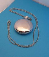 Umhängeuhr Taschenuhr silber mit Weiss inkl. Kette