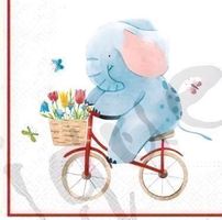 Serviette elephant on bike (1530) 2Stk.