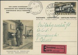 1948 - Karte - Express ohne Taxe - Liesberg BL ->  Basel BS
