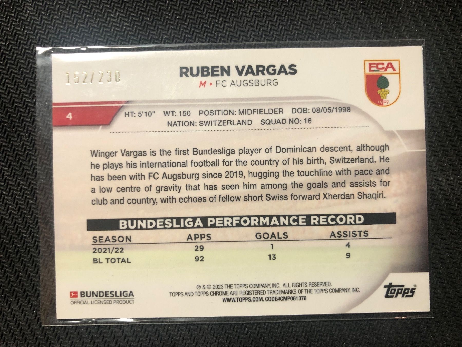 Panini Sammelbilder & Trading cards: Topps Chrome Ruben Vargas 152/230 – Gebraucht aus Wangenried von Garagara 1
