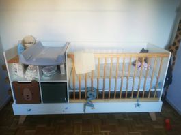 Lit combiné 4 en 1 évolutif COMBINID - blanc / bois
