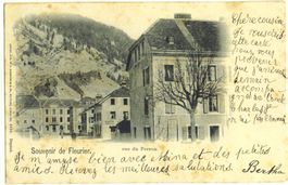 Ancienne CPA: Souvenir de Fleurier. Rue du Perron 1911