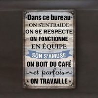 Panneau Enseigne Dans ce bureau on travaille Humour Repro