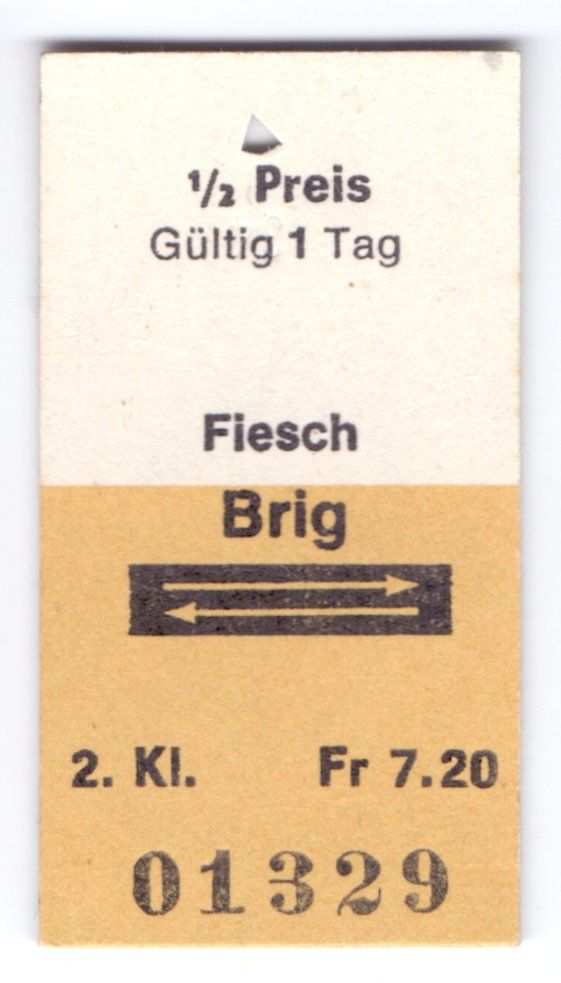 Biglietti: Billette Fiesch - Brig – Usato da Langenthal venduto da Sammlungs_aus