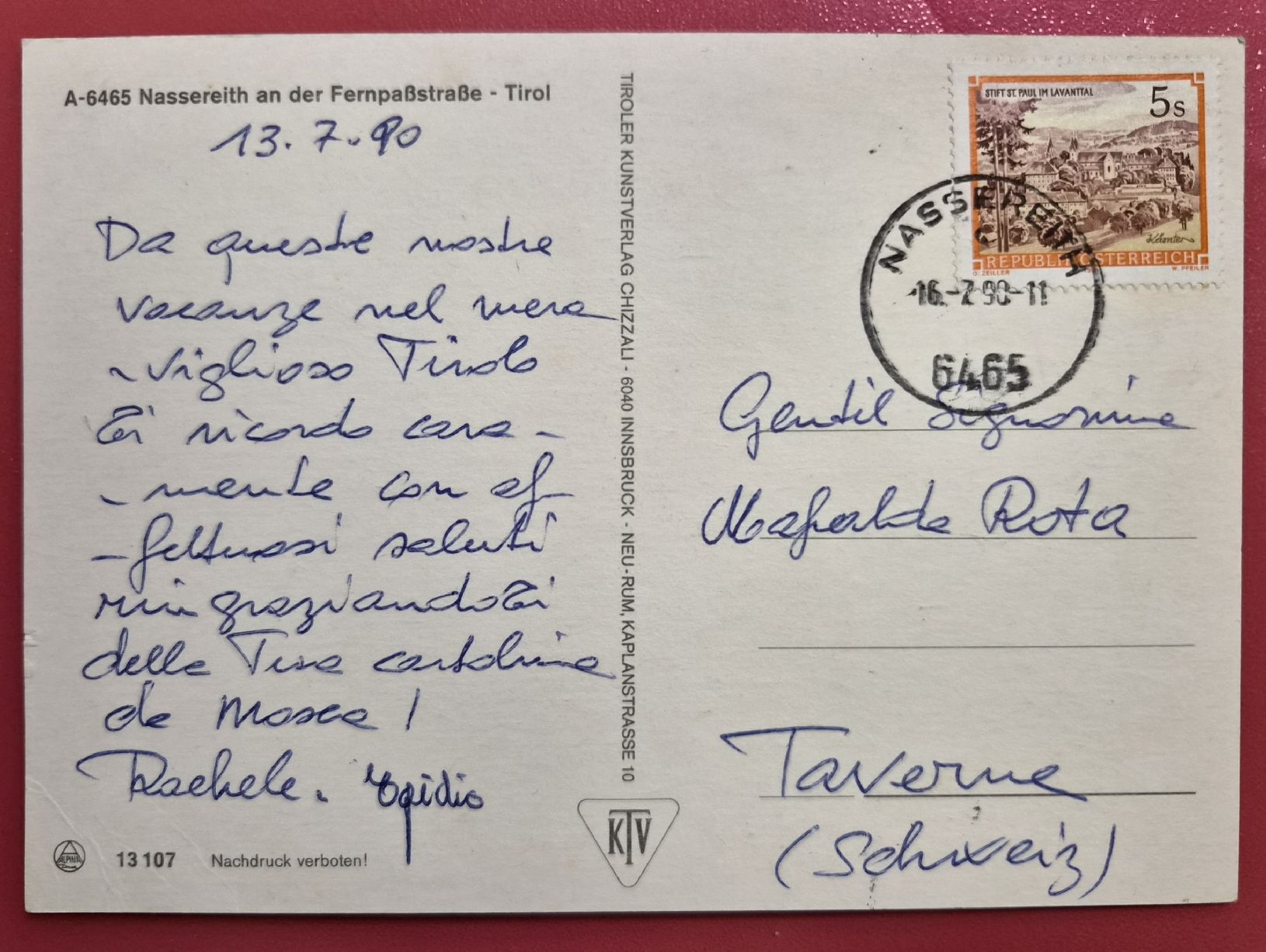 Cartes postales: Nassereith Tirol 1990 – D'occasion à Melchnau par Arthurius 1