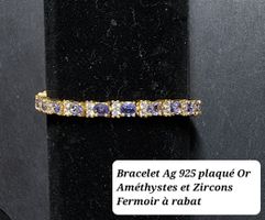 Bracelet argent plaqué Or et pierres precieuses