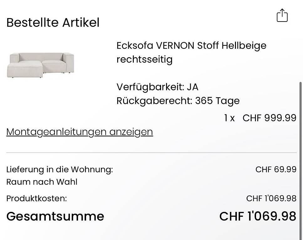 Sofas: Ecksofa hellbeige Vernon – Neuf avec emballage d'origine à Staad SG par eme_6pcq 3