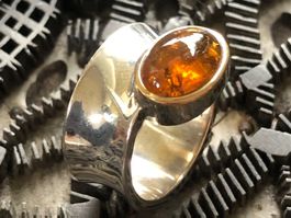 TURMALIN  Cabochon in Goldfassung & Silberring   Grösse  61+