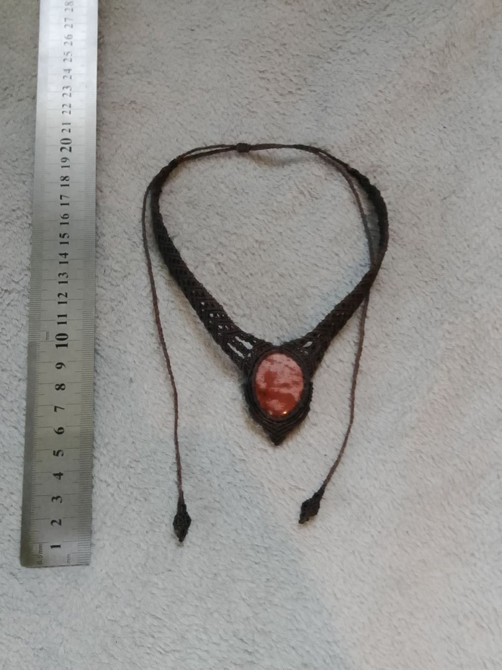 Catenine: Handgemachte Makramee Kette / Collier mit Heliotrop – Nuovo (secondo la descrizione) da Pfäffikon ZH venduto da Emporos_42 1