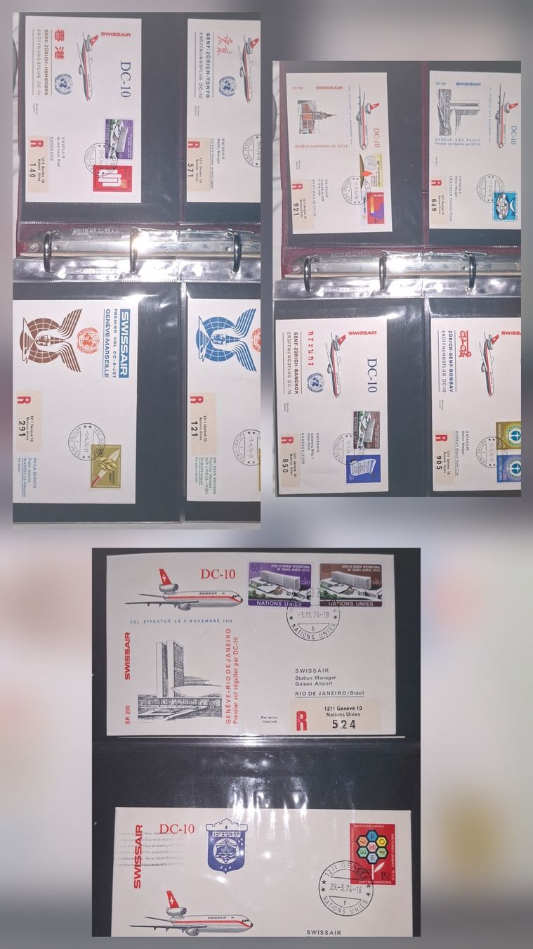 Tutti i francobolli: 100 Flugbelege / Swissair 1974  – Usato da Balgach venduto da SIMEON27 1