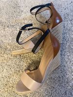 Sandalen Wedges Heels Tricolor Leder Gr. 39