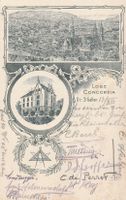 St.Gallen-Litho-Loge Concordia-Studenten-Karte gelaufen 1905