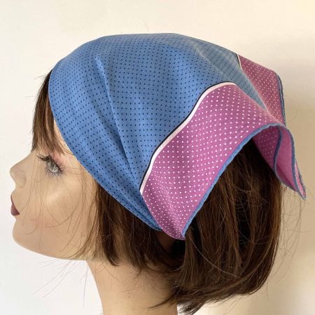 Baumwolltuch Bandana blau-lila Minidots VINTAGE 1960s