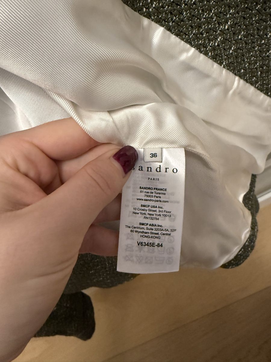 Sandro Giacche: Sandro Paris Tweed Jacke, Gr. 36, Khaki – Nuovo (secondo la descrizione) da Uitikon Waldegg venduto da SIMI086 5