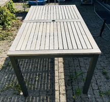 Gartentisch Holz Metall Grau