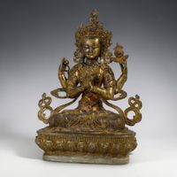 Chenrezig Avalokiteshvara Bronze Figur 29cm Tibet China alt