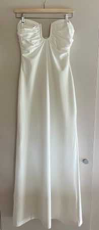 BOA STRAPLESS RUCHED BUST COLUMN MAXI DRESS