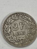SVIZZERA 2 FR MONETA IN ARGENTO 1943 usata - circolata