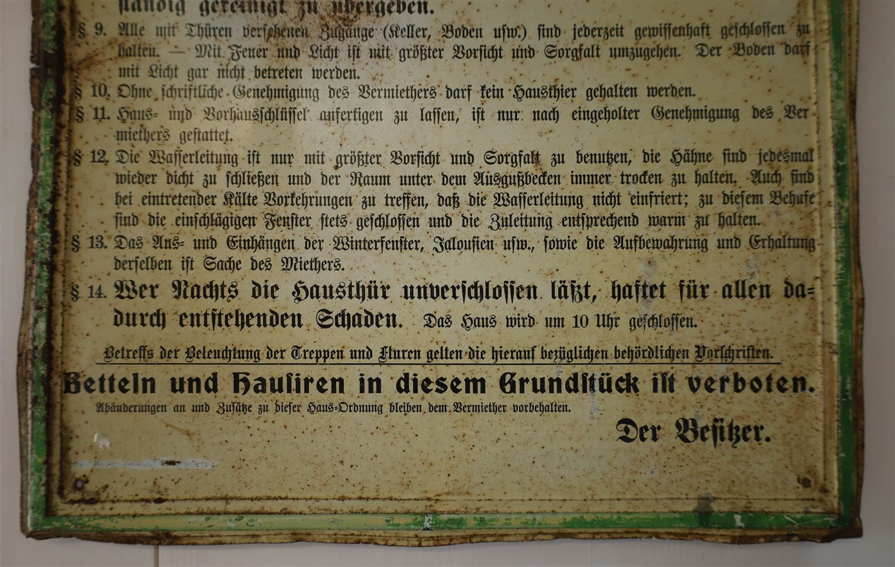 Insegne: grosses Blechschild Hausordnung – Usato da Birrwil venduto da brandschatz_birrwil 3