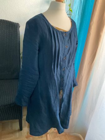 Robe tunique NID D’ABEILLE, bleu de prusse, t. S/M, 100% lin