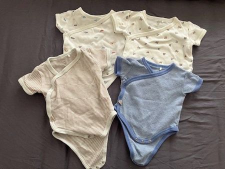 Lot de 4 bodies croisés manches courtes bébé, taille 50 Widn